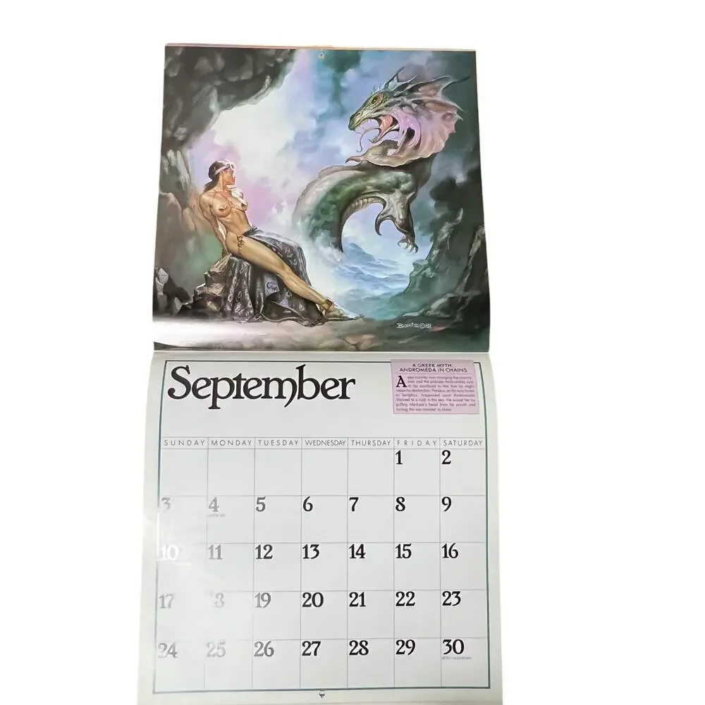 1989 Boris Vallejo Mythology Calendar Unused same dates again in 2034